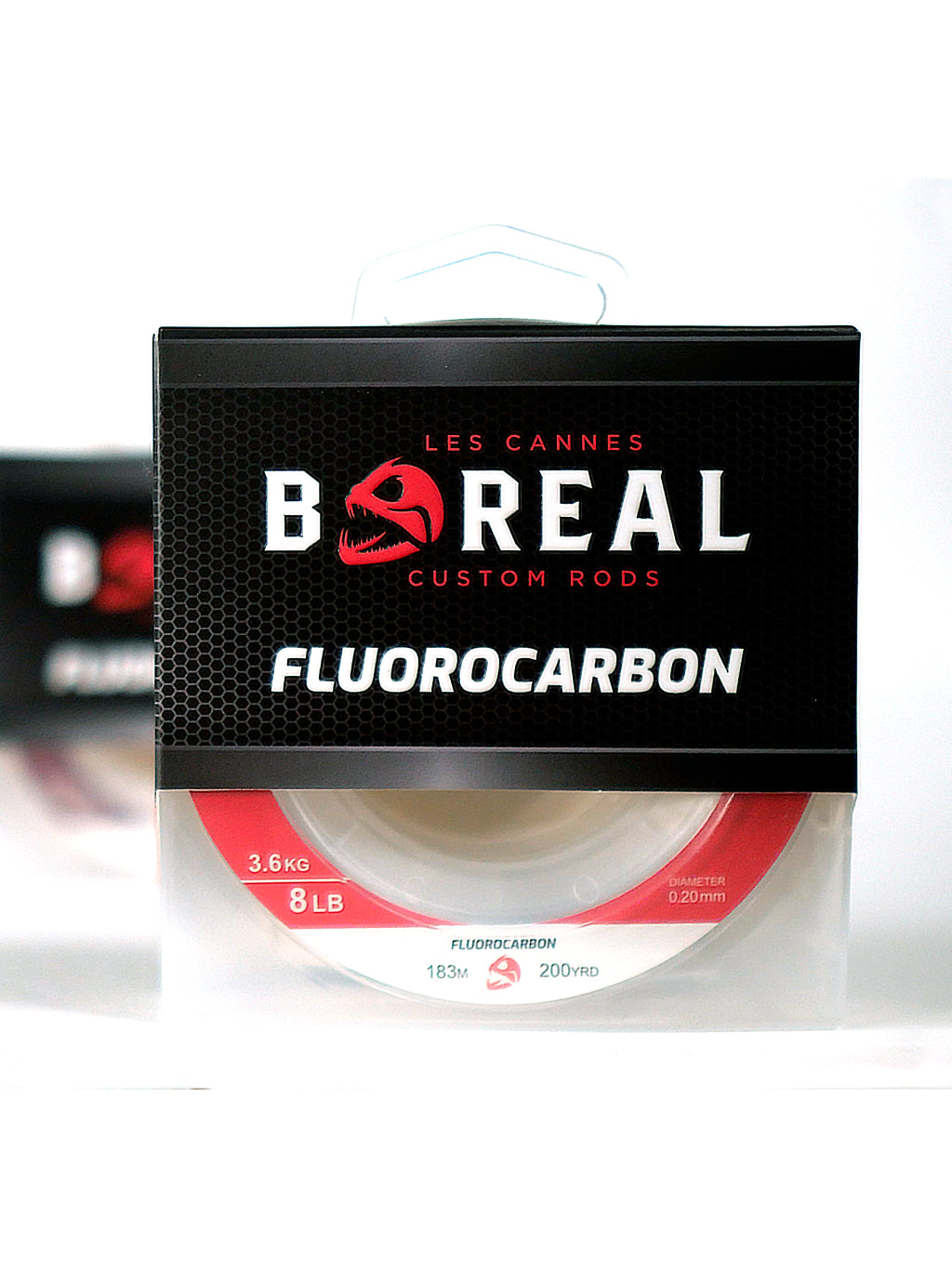 Ligne fluorocarbone par Cannes Boréal – bobine de 8 lb en emballage individuel, 100 % fluorocarbone haute performance, longueur 200 verges (183 m).
