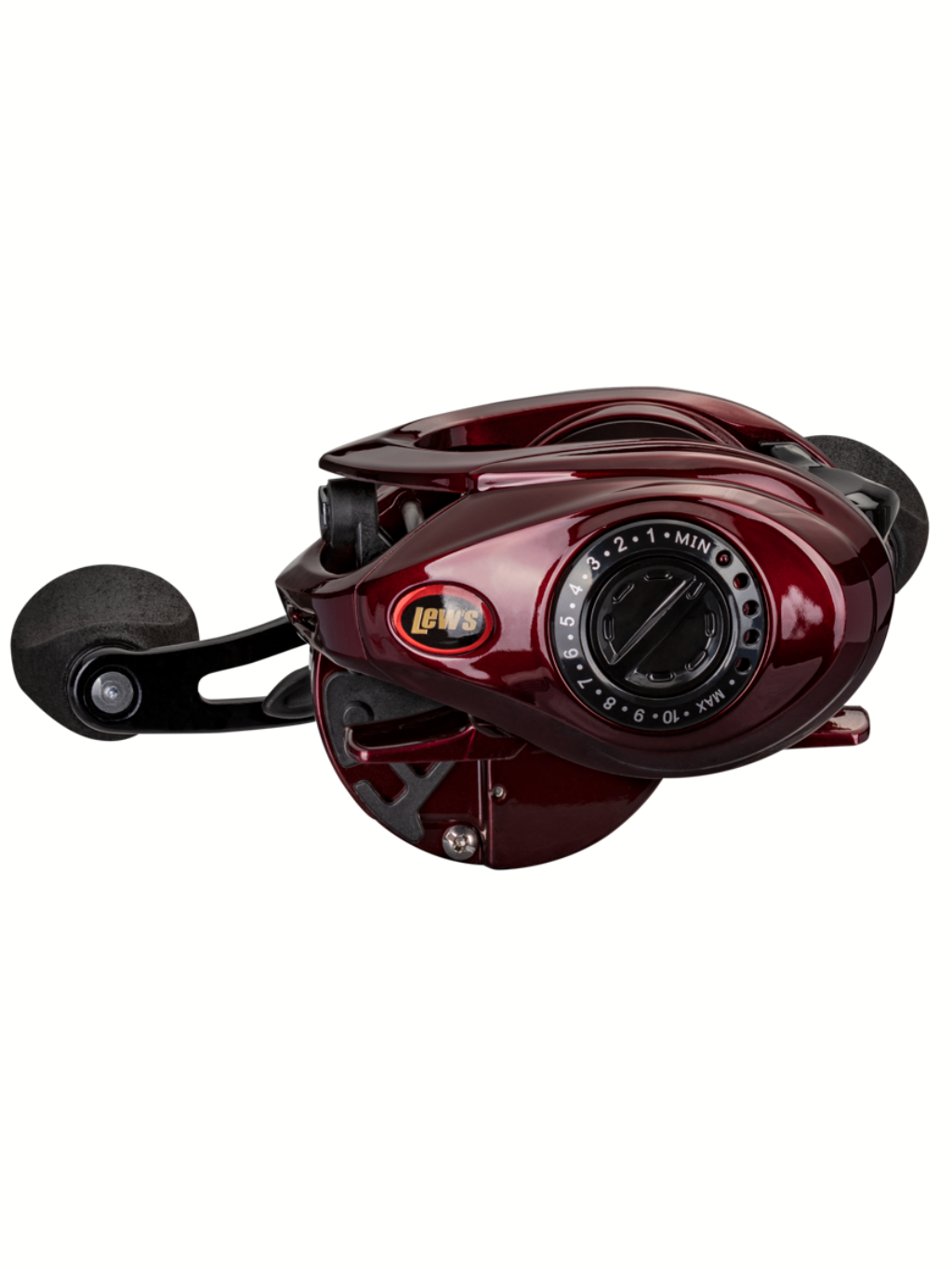 Lew’s KVD Baitcast – vue latérale du moulinet avec bobine U-shape 34 mm en aluminium anodisé