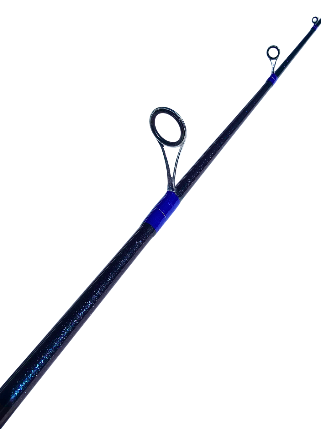 Canne Walleye Serial Killer par Cannes Boréal – détail des micro-guides avec anneaux en zirconium, pour plus de précision et de distance au lancer.