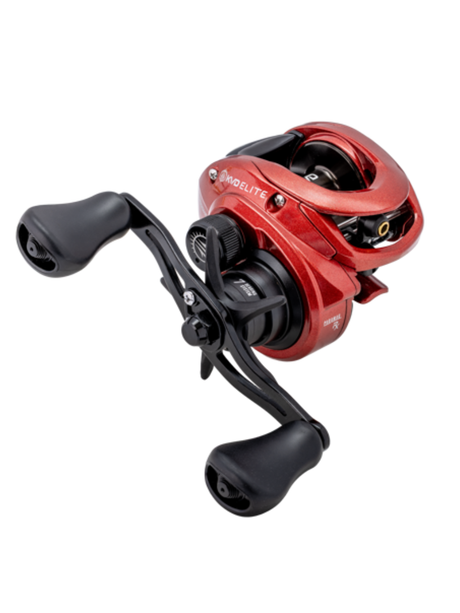 Moulinet casting Lew's KVD Elite rouge vue principale montrant le profil compact et la bobine.