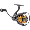 Moulinet spinning Lew’s Custom Lite SS – vue de biais mettant en valeur le design léger, la structure en Tanso Tech et la bobine peu profonde (shallow spool).