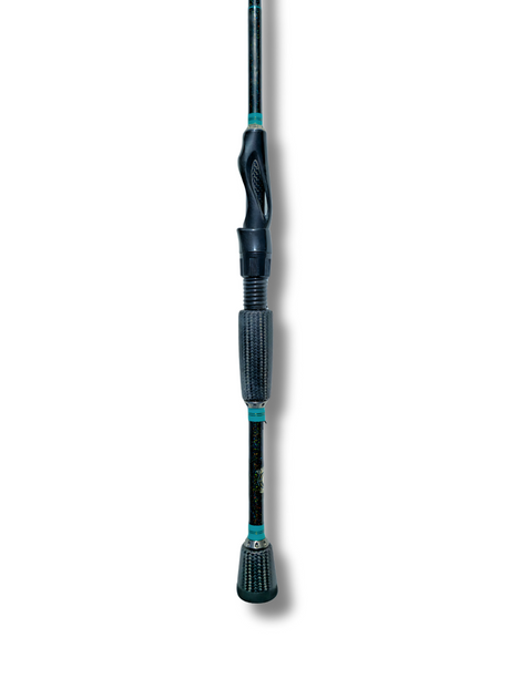 Canne Shockwave par Cannes Boréal – vue de la poignée en fibre de carbone, conçue pour maximiser la sensibilité en action.