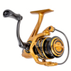 Moulinet Lew’s Custom Pro spinning, bobine anodisée et poignée ergonomique, vue avant 